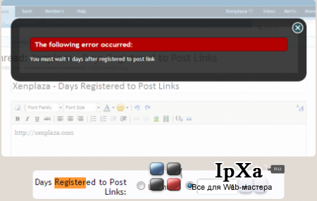 Xenplaza - Days Registered to Post Links 1.0 (RU)